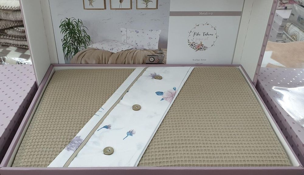 Комплект постельного белья с вафельным покрывалом Pike Aran Clasy Metali v2 фото