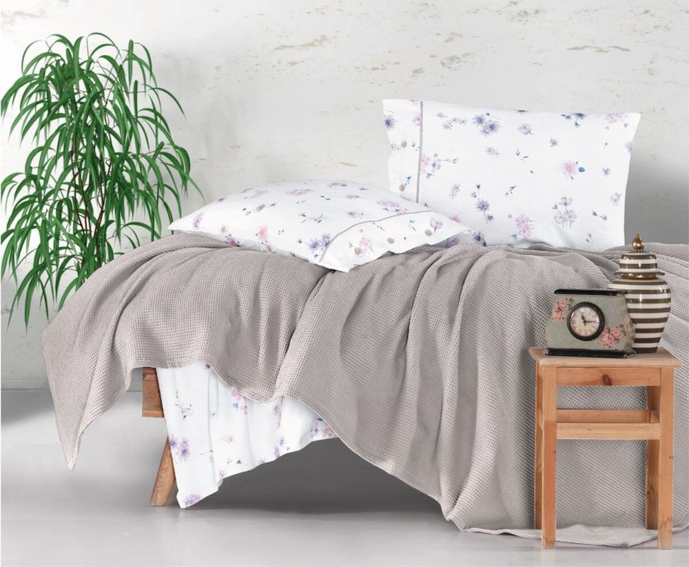Комплект постельного белья с вафельным покрывалом Pike Aran Clasy Metali v2 фото