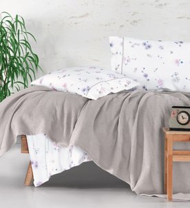 Комплект постельного белья с вафельным покрывалом Pike Aran Clasy Metali v2 - Евро: Хлопок, Пике