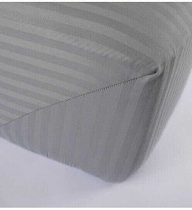 Сатиновая простынь на резинке Lotus Отель Страйп 1x1 серый полуторная, 160 х 200 + 25 см