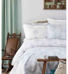 Набор постельного белья с покрывалом Karaca Home Quatre delux tiffany 2019-2 бирюзовый - евро: хлопок, ранфорс