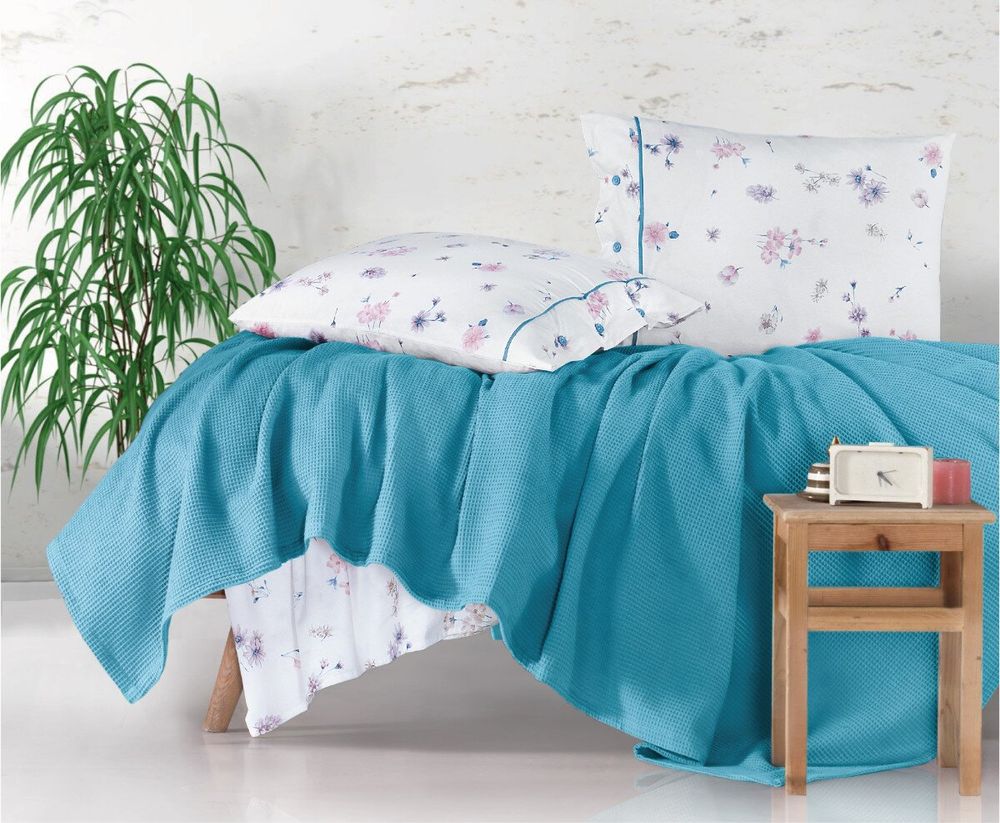 Комплект постельного белья с вафельным покрывалом Pike Aran Clasy Metali v4 фото