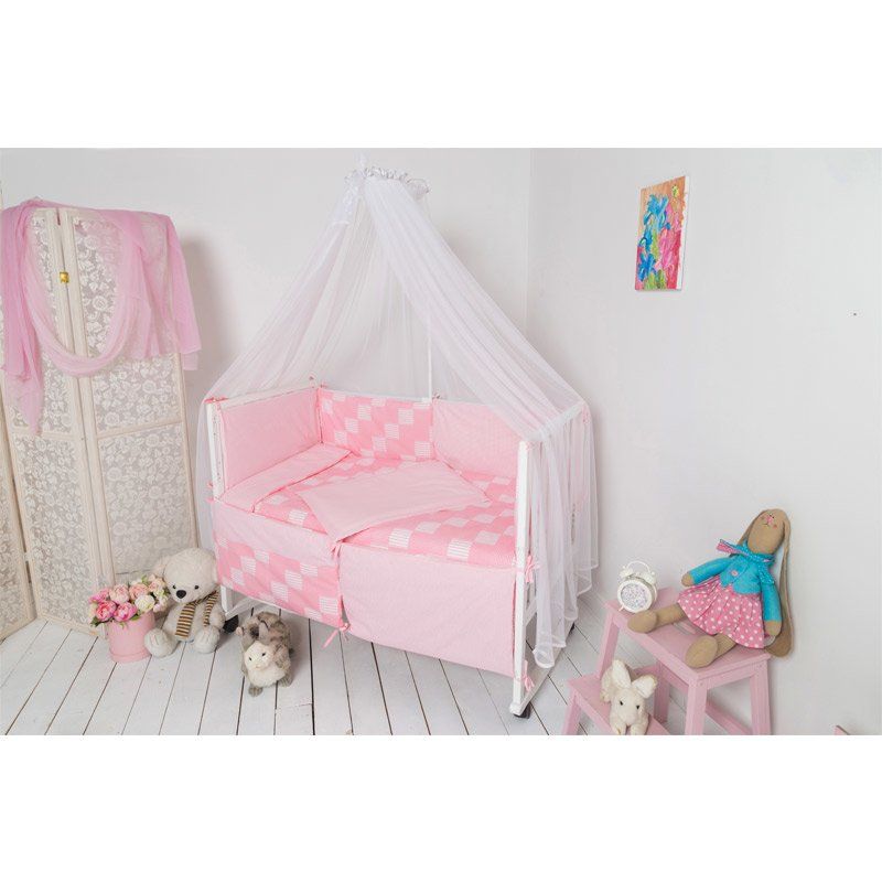 Детское постельное белье Руно Клеточка розовый фото