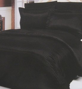Атласное постельное белье Евро Le Vele Jakaranda BLACK низ 100% хлопок, верх искусственный шелк