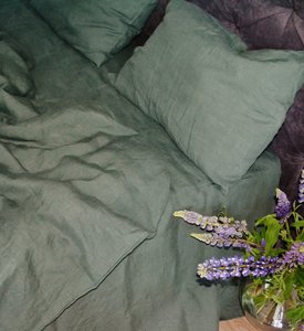 Льняное постельное белье Beik-Morandi Loft Green Forest, Двуспальный Евро