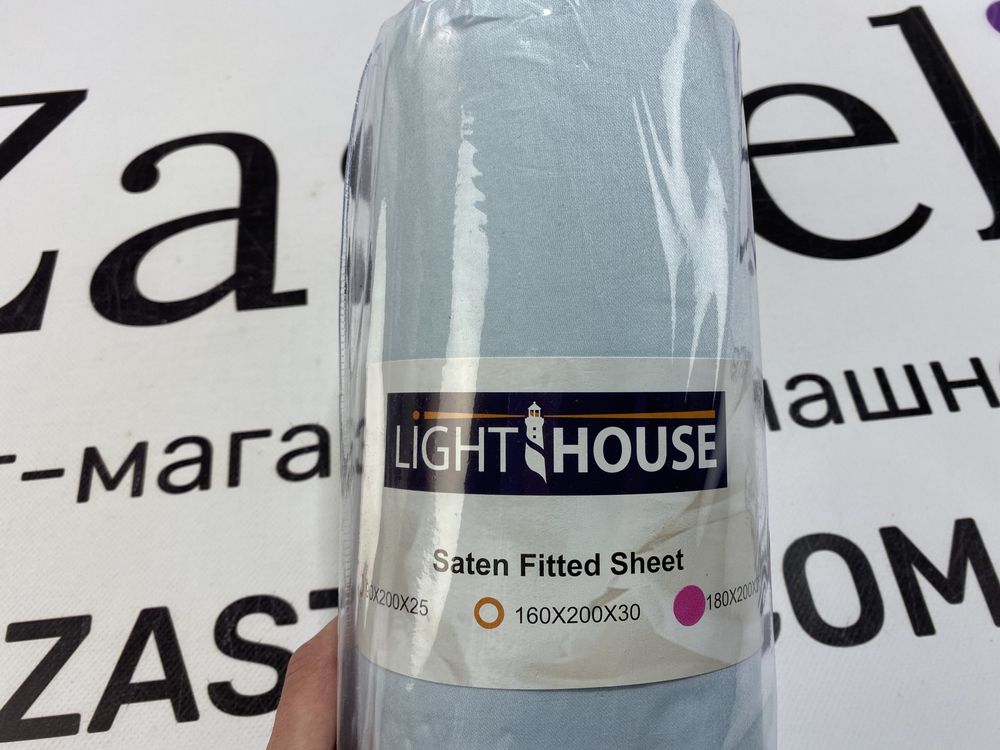 Простыня на резинке LightHouse сатин голубой фото