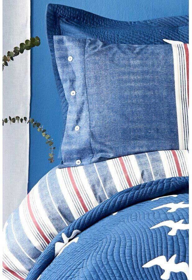 Набор постельного белья с покрывалом Karaca Home Albatros lacivert 2020-1 синий фото