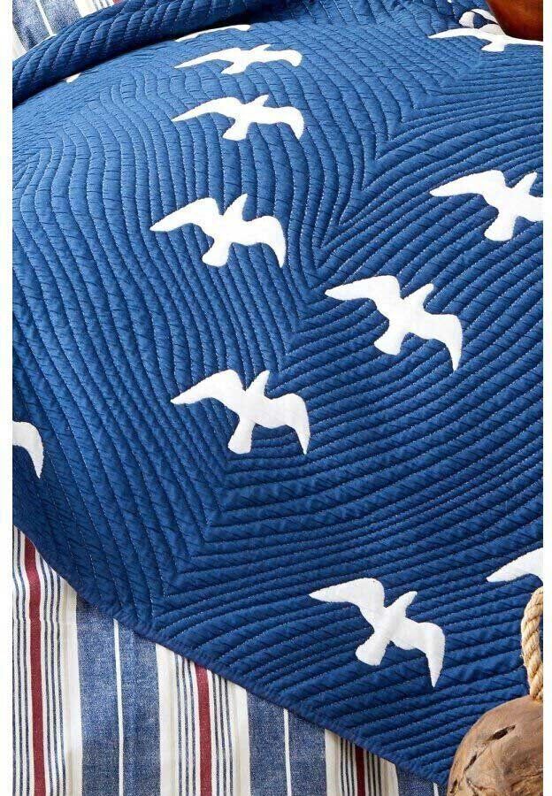 Набор постельного белья с покрывалом Karaca Home Albatros lacivert 2020-1 синий фото