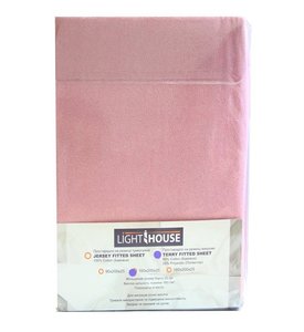 Махровая простынь на резинке LightHouse т.розовый полуторная, 160 х 200 + 25 см