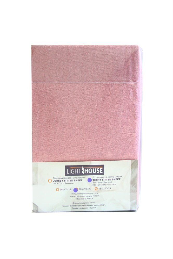 Простынь на резинке LightHouse махровая т.розовый фото